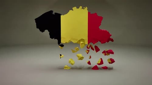 Dynamic 3D Map of Belgium Flag Assembles from Fragments