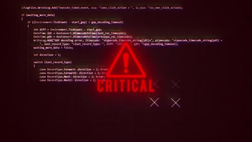 Critical Glitch Warning Text Code Display Loop