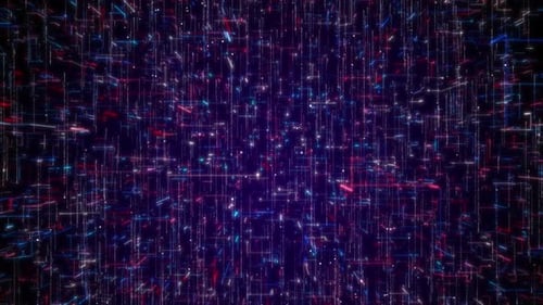 Futuristic Digital Grid Background with Moving Data Lines