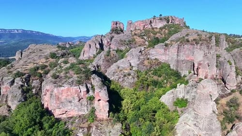 Aerial Drone View of Belogradchik Rocks Sandstone Formations Bulgaria