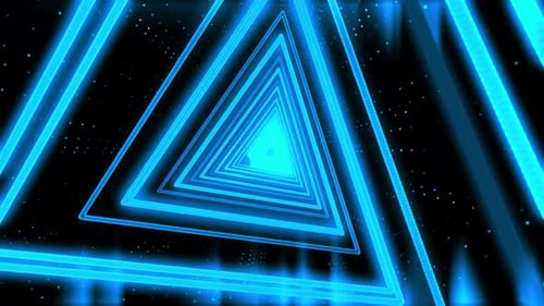 Futuristic Neon Blue Triangle Tunnel Loop Background