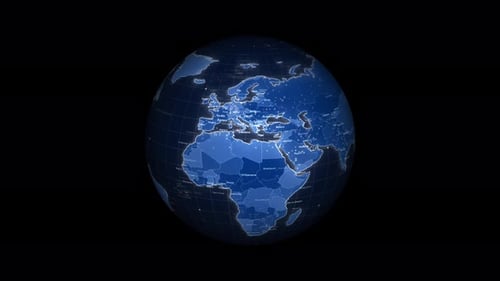 Digital Rotating Earth Globe with Luminous City Connections