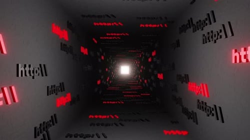 Http symbol sign in black tunnel background 3d render. Hypertext transfer protocol secure web 3