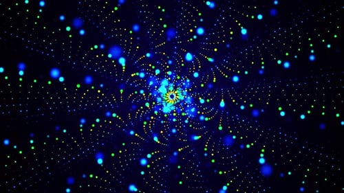 Abstract Looping Blue Green Particle Spiral Background