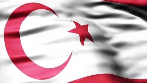 Waving Flag with Red Crescent and Star