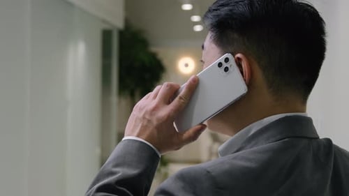 Behind View Asian Middleaged Businessman Professional Entrepreneur CEO Executive Commerce Director