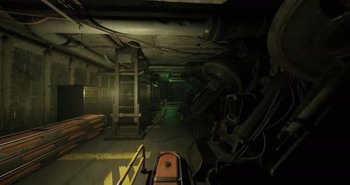 Dark Grungy Industrial Tunnel Fly Through
