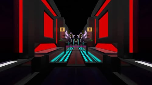 Futuristic Tunnel with Neon Lights and Endless Depth