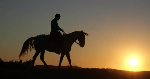 Equestrian Silhouette at Stunning Golden Sunset