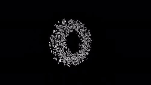Letter O Made of Letters with Alpha Channel. 3D Font. Alphabet Letter Animation. Transparent BG