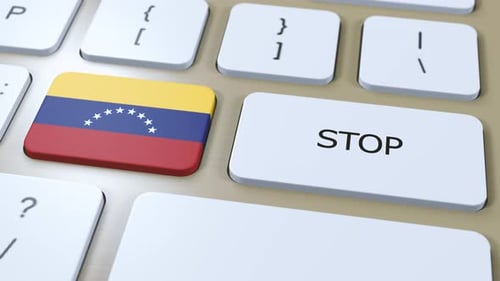 Venezuela Country Flag and Stop Button 3D Animation
