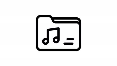 Animated Flat Design Music Folder Icon
