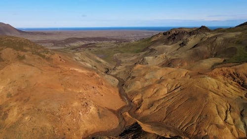 Aerial view of Trolladyngja, Iceland.