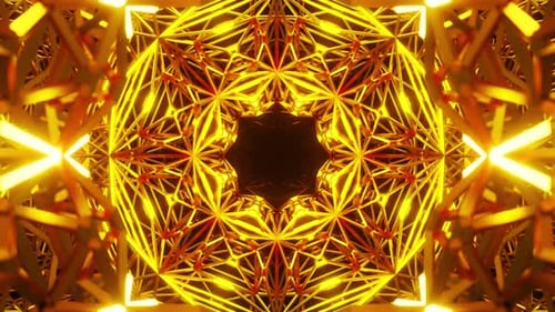 Gold Fractal Geometric Shape 01 4K