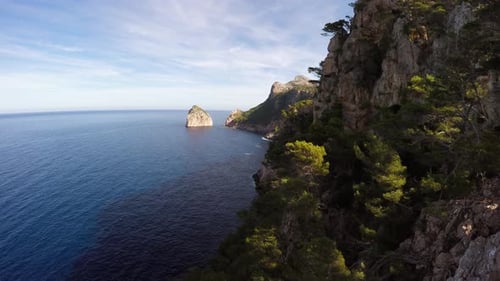 epic view of coastal seascape nature. aerial view fly over background