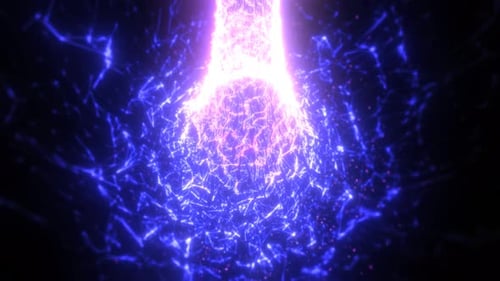 Abstract tunnel purple blue futuristic of triangles and dots of particles of shiny hi-tech beautiful