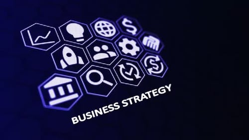 Futuristic Business Strategy Icons Reveal Digital Concept