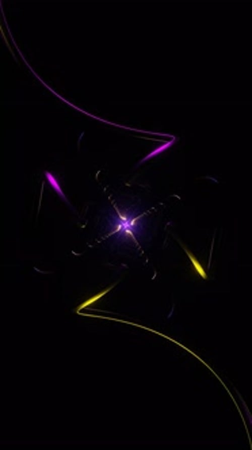 Vidéo verticale de visuels abstraits de formes lumineuses tournant dans une boucle fluide