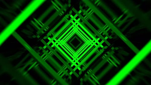 Deep Green Neon Pulse Square Tunnel Background Vj Loop I 4K