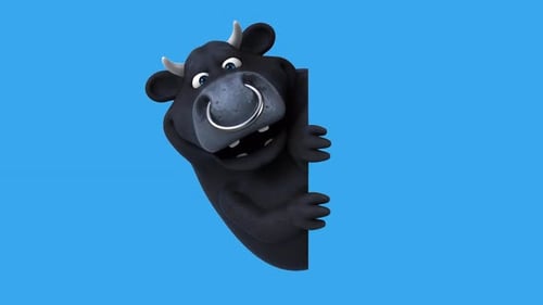 Fun 3D cartoon bull with a blank sign (with alpha channel included)