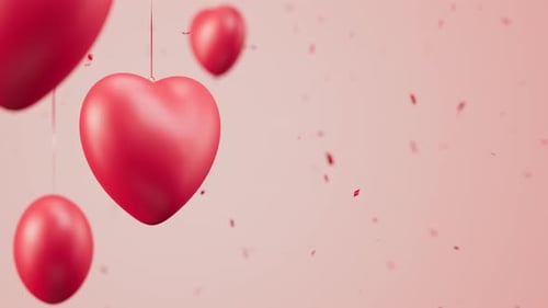 Animated Red Hearts and Confetti Celebration Background