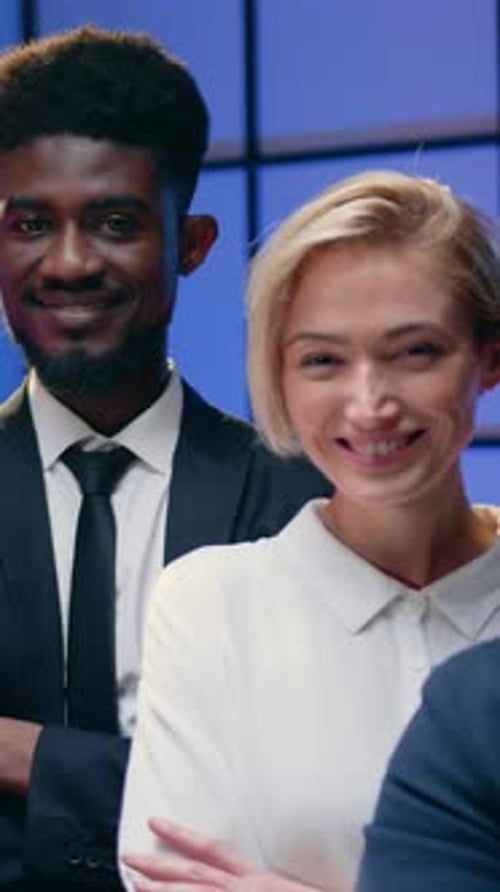 Close Up Portrait of Adorable Positive Highskilled Successful Team Office Manager Which Standing