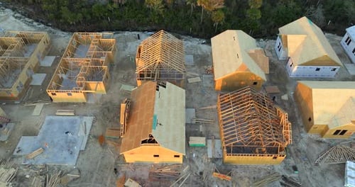 Aerial View of Suburban House Construction Development