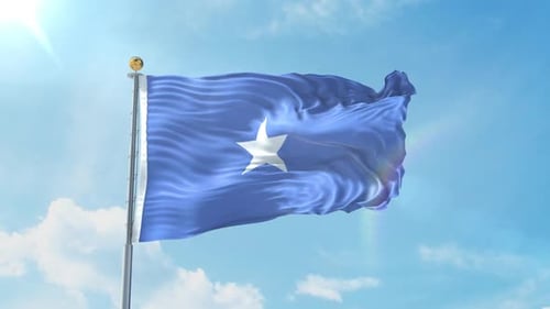 Realistic Somalia Flag Waving Seamlessly Against Blue Sky
