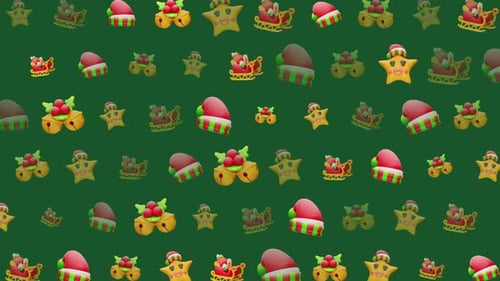 Christmas Pattern Holiday Background Festive Design Santa Hat Star Jingle Bell Sleigh