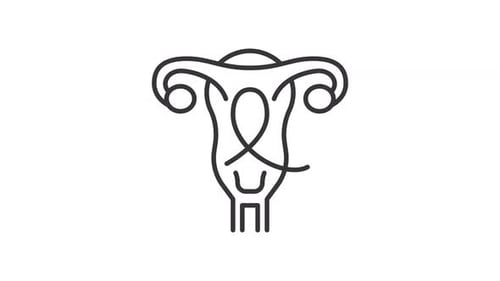 Animated Uterus Icon with Awareness Ribbon
