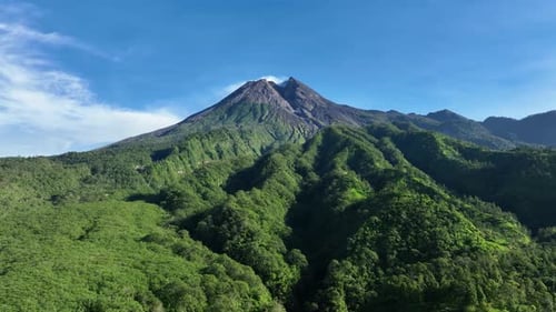 Aerial View of Volcano in a Sunny Morning
