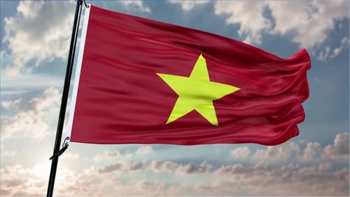 Vietnam Flag Background Realistic Waving In The Wind 4K