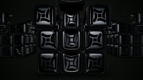 Abstract Glossy Black Cubes Corporate Background Loop
