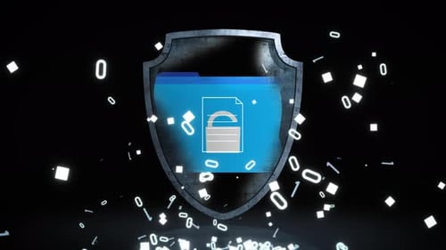 Digital security visualization of a cracked firewall shield with open padlock