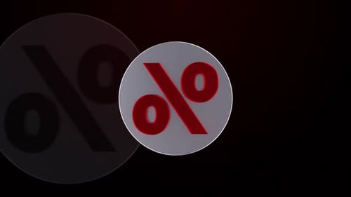 3D Rotating Percentage Symbol Animation Loop