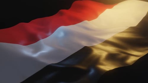 Realistic 3D Waving Flag Animation with Red White Black Stripes