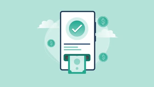 Payment done animation successful transaction, financial success concept, suitable for finance.