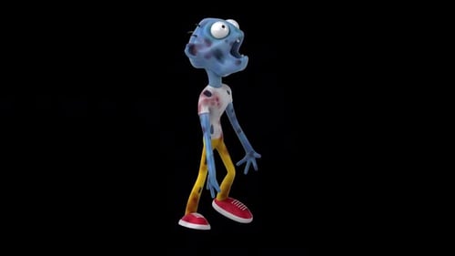 Lustiger 3D-Cartoon-Zombie-Spaziergang (inklusive Alpha-Kanal)