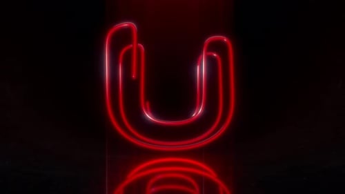 Colorful Neon Letter U Loop Animation.