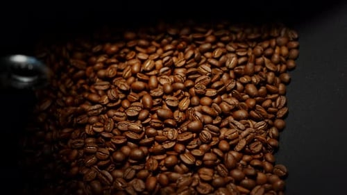 Close Up of Coffee Beans in Roaster