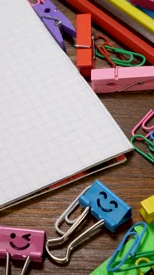 Colorful School and Office Supplies Flat Lay