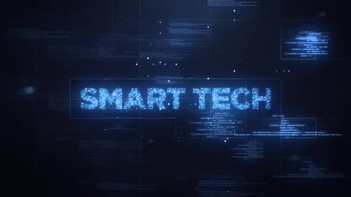 Digital Glitch Text Reveal with Futuristic Code Background