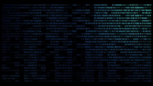 Hacker code running down a computer screen termina