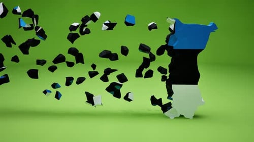 Estonia Map and Flag Reveal 3D Geometric Animation