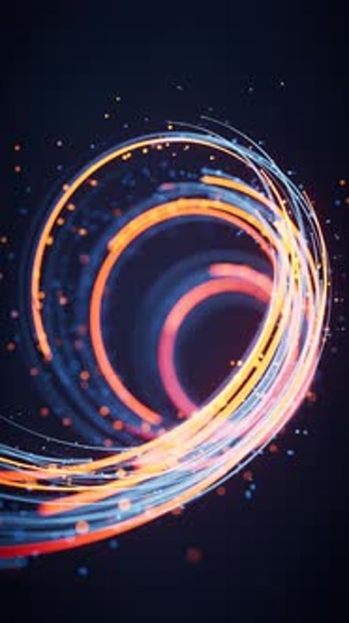 Rotating glowing vortex lines and particles background