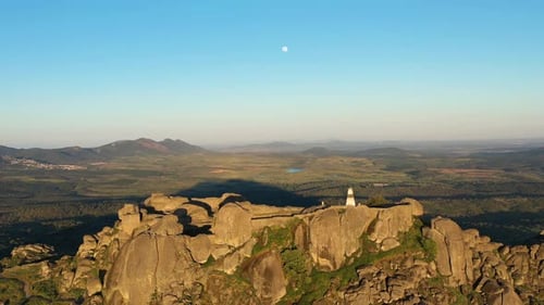 Castle of Monsanto at Sunset Portugal Aerial View