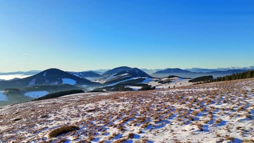 Aerial view of Grazer Bergland mountains, Austria.