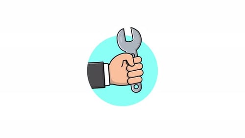 4k Hand Holding Spanner. Repair Service Concept Animation Video
