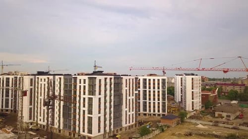 Aerial View of City Residential Area with High Apartment Buildings