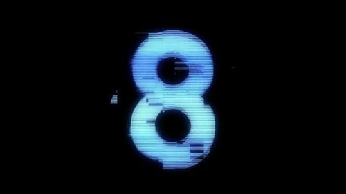Glitch Effect Digital Number Eight Animation